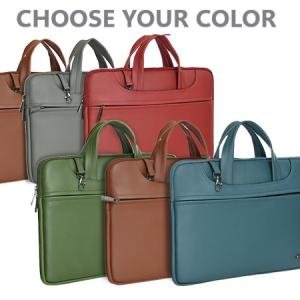 Vaku Luxos® MCQUINN Carbon 14 inch Laptop Bag Premium PU Leather Laptop Sleeve Messenger Bag For Men and Women.