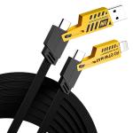 Vaku Luxos® 4-in-1 65W Fast Charging Flat Cable with USB, Lightning, C-Type Ports