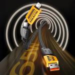 Vaku Luxos® 4-in-1 65W Fast Charging Flat Cable with USB, Lightning, C-Type Ports