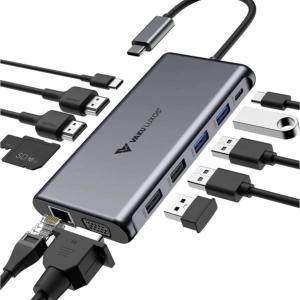 Vaku Luxos ® AXON 12IN1 Multiport USB Hub Type C USB 2.0/3.0 Connector Converter Extension