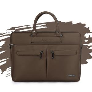 Vaku Luxos® MCQUINN Carbon 14 inch Laptop Bag Premium PU Leather Laptop Sleeve Messenger Bag For Men and Women.