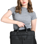 Vaku Luxos® MCQUINN Carbon 14 inch Laptop Bag Premium PU Leather Laptop Sleeve Messenger Bag For Men and Women.